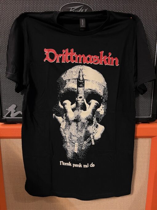 T-shirt with skull and Drittmaskin logo